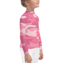 WATERSIDE UPF LONG SLEEVES KID'S RASH GUARD PINK CAMO