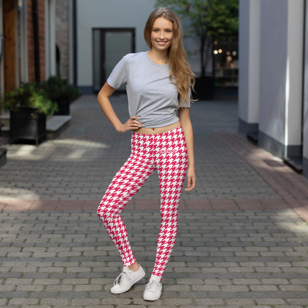 ELEVATED ESSENTIALS, SLIM AND SCULPT LEGGING RETRO RED HOUNDSTOOTH