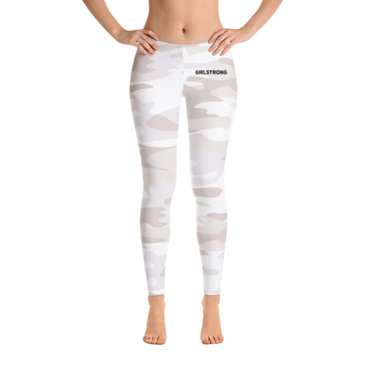 Girl wearing trendy camo leggings for girls-girlstronginc.com