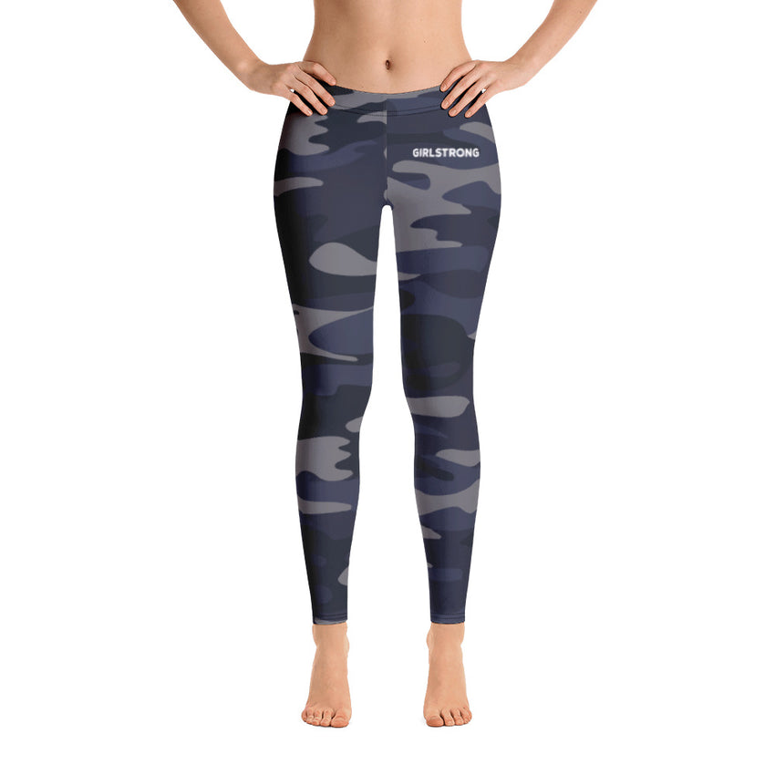 Woman wearing camo print leggings during a workout-girlstronginc.com