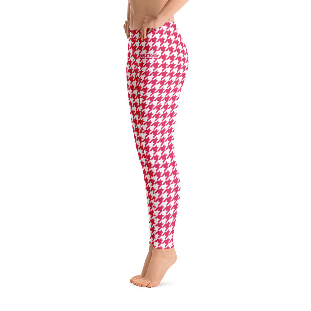 ELEVATED ESSENTIALS, SLIM AND SCULPT LEGGING RETRO RED HOUNDSTOOTH