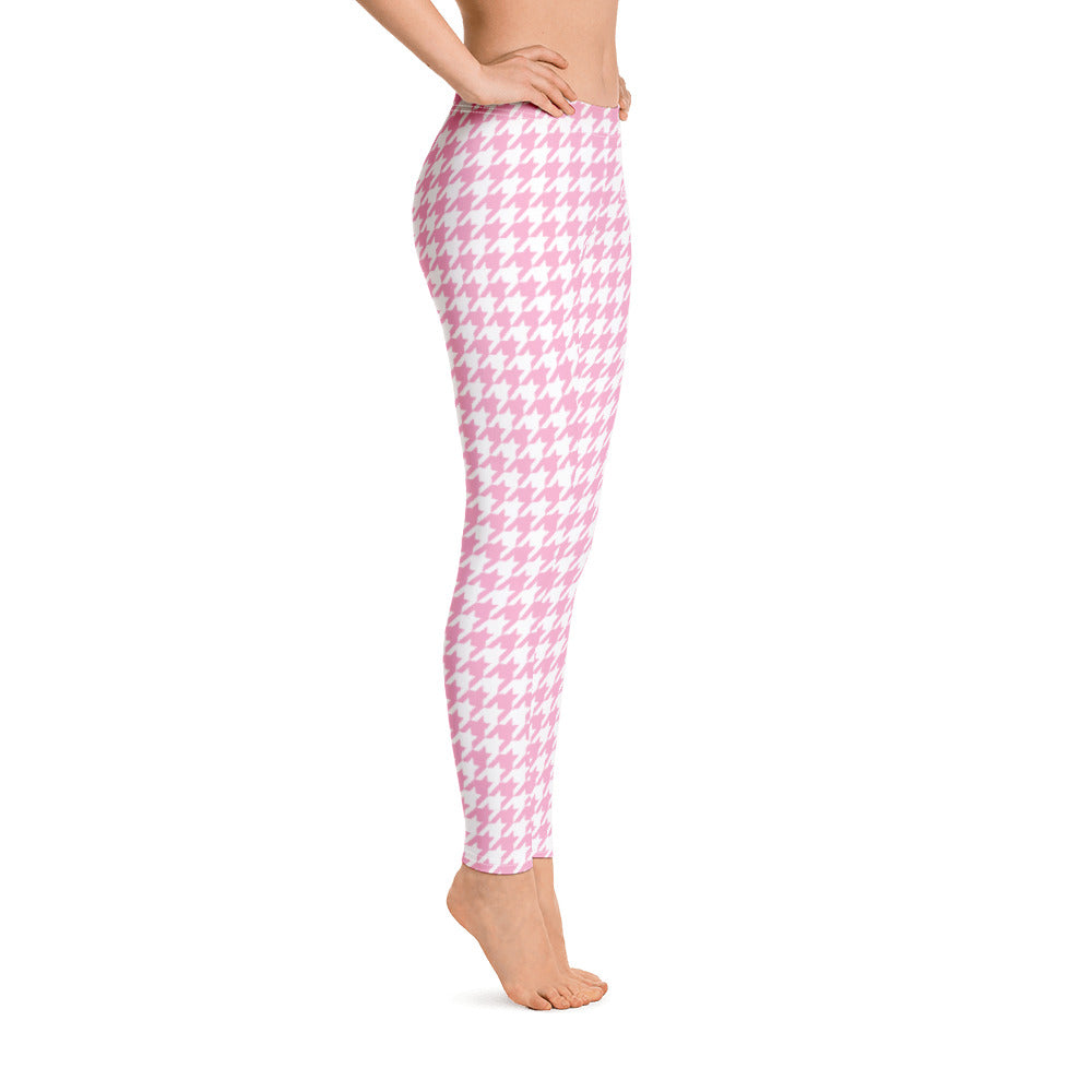 ELEVATED ESSENTIALS, THE PERFECT LEGGING PINK WHITE HOUNDSTOOTH