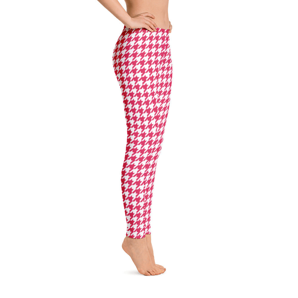 ELEVATED ESSENTIALS, SLIM AND SCULPT LEGGING RETRO RED HOUNDSTOOTH