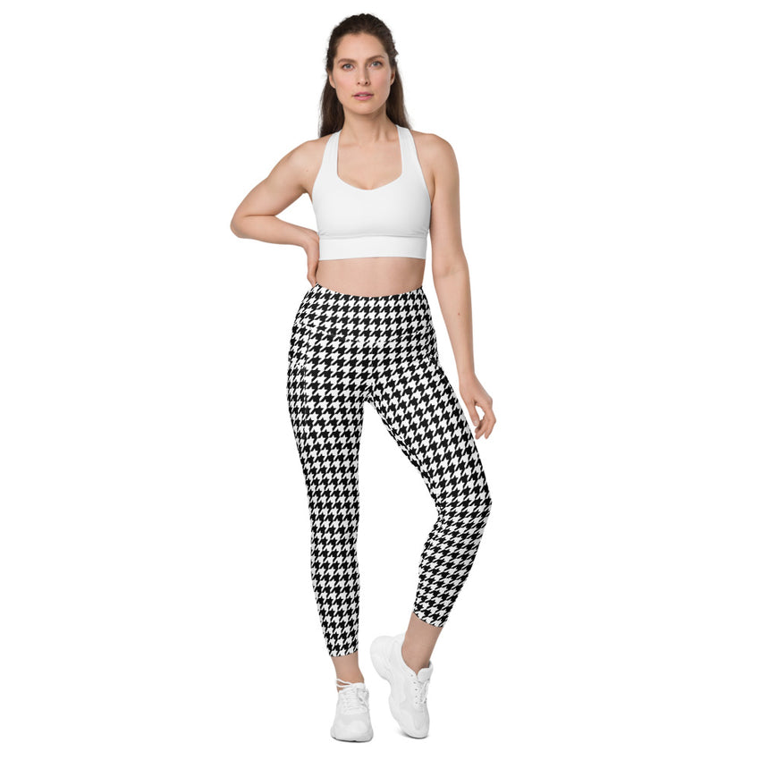 ELEVATED ESSENTIALS, THE PERFECT SIDE POCKET LEGGING BLACK WHITE HOUNDSTOOTH