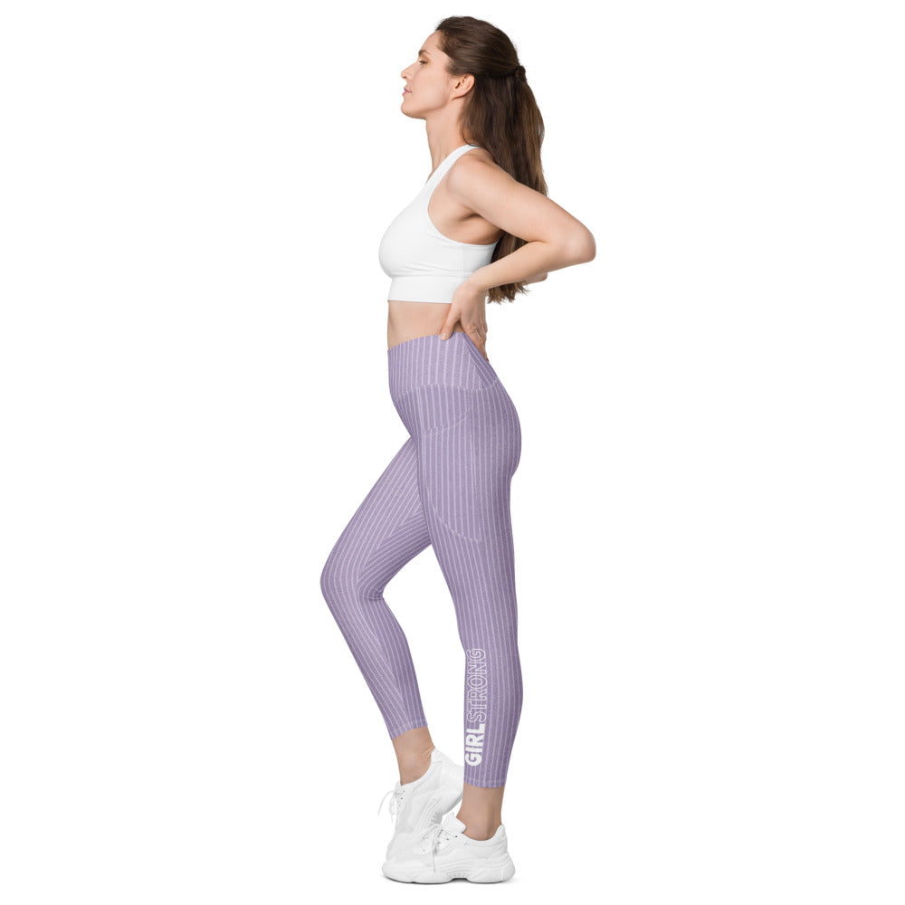 ELEVATED ESSENTIALS, THE PERFECT SIDE POCKET LEGGING PURPLE STRIPES
