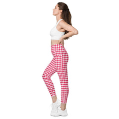 ELEVATED ESSENTIALS, THE PERFECT SIDE POCKET LEGGING RED HOUNDSTOOTH