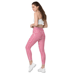 ELEVATED ESSENTIALS, THE PERFECT SIDE POCKET LEGGING RED HOUNDSTOOTH