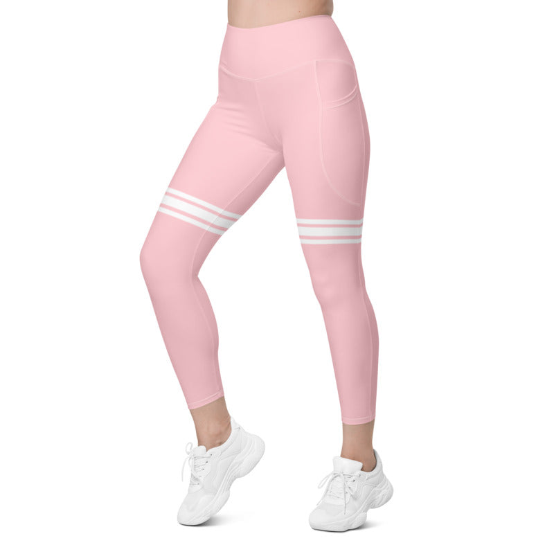 Close-up of vibrant color leggings with convenient side pockets-girlstronginc.com