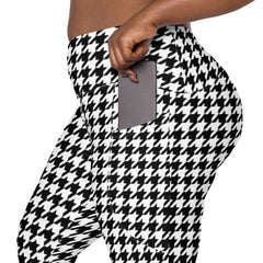 ELEVATED ESSENTIALS, THE PERFECT SIDE POCKET LEGGING BLACK WHITE HOUNDSTOOTH