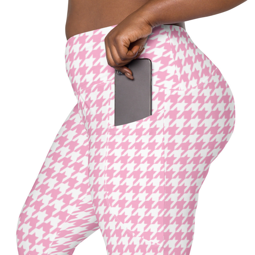 ELEVATED ESSENTIALS, THE PERFECT SIDE POCKET LEGGING PINK HOUNDSTOOTH