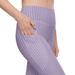 ELEVATED ESSENTIALS, THE PERFECT SIDE POCKET LEGGING PURPLE STRIPES