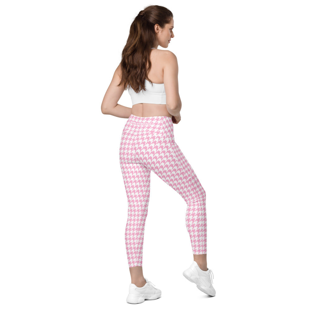 ELEVATED ESSENTIALS, THE PERFECT SIDE POCKET LEGGING PINK HOUNDSTOOTH