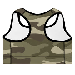 ELEVATED ESSENTIALS, THE PERFECT PADDED SPORTS BRA GREEN CAMO