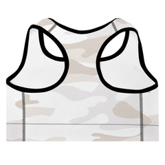 ELEVATED ESSENTIALS, THE PERFECT PADDED SPORTS BRA WHITE CAMO
