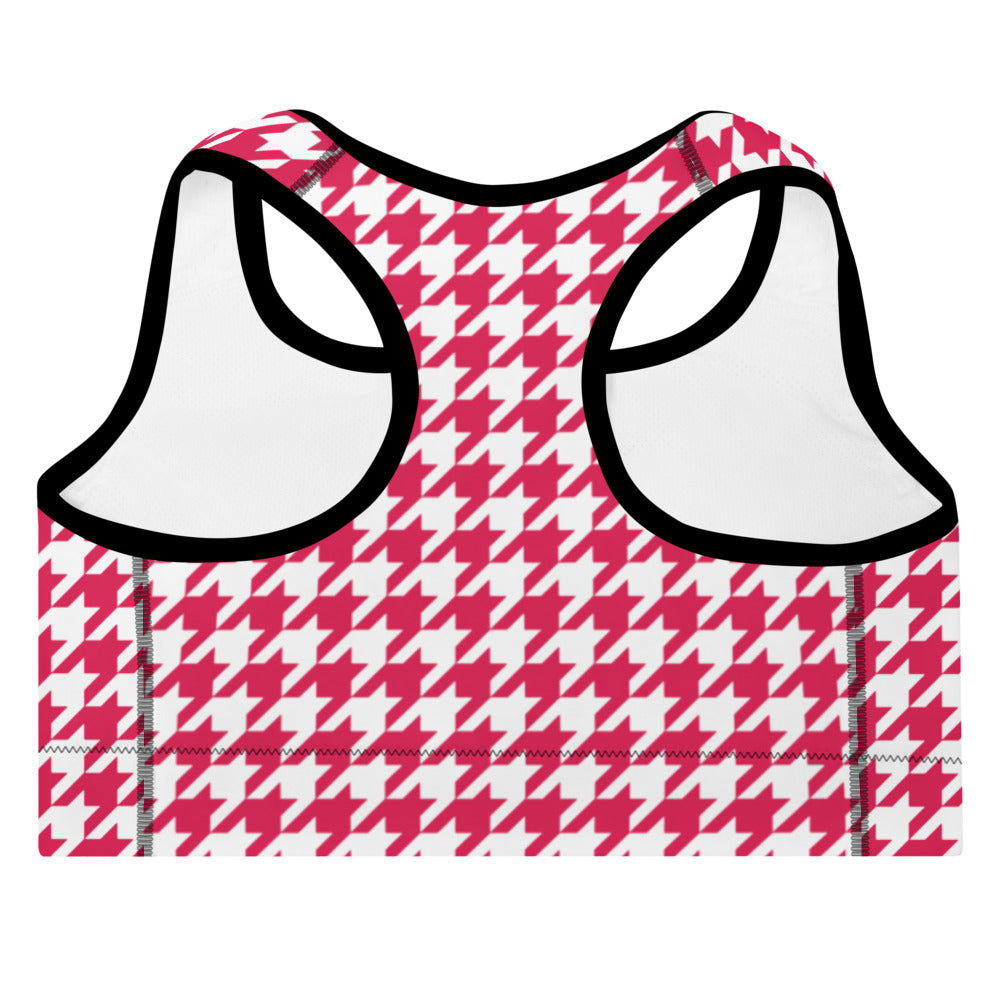 ELEVATED ESSENTIALS, THE PERFECT PADDED SPORTS BRA RED HOUNDSTOOTH