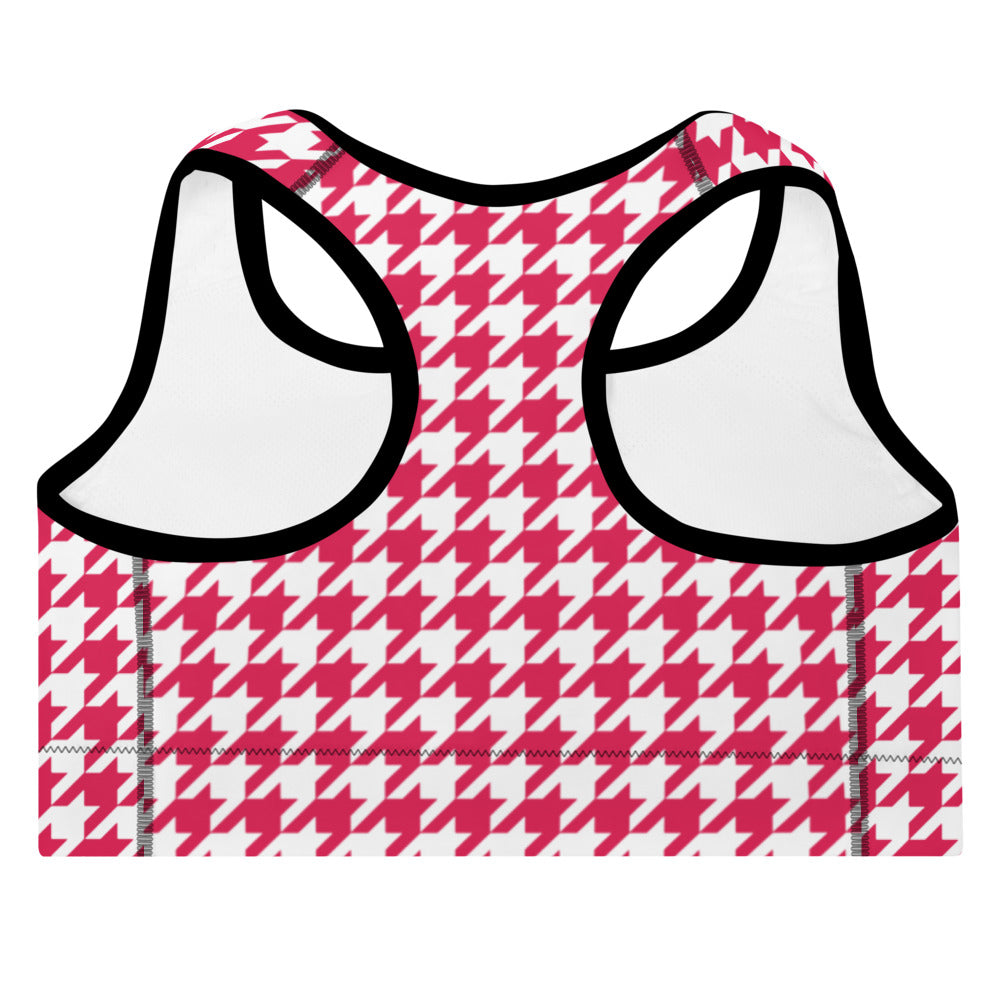 ELEVATED ESSENTIALS, THE PERFECT PADDED SPORTS BRA RETRO RED HOUNDSTOOTH