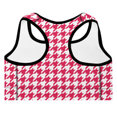 ELEVATED ESSENTIALS, THE PERFECT PADDED SPORTS BRA RED HOUNDSTOOTH