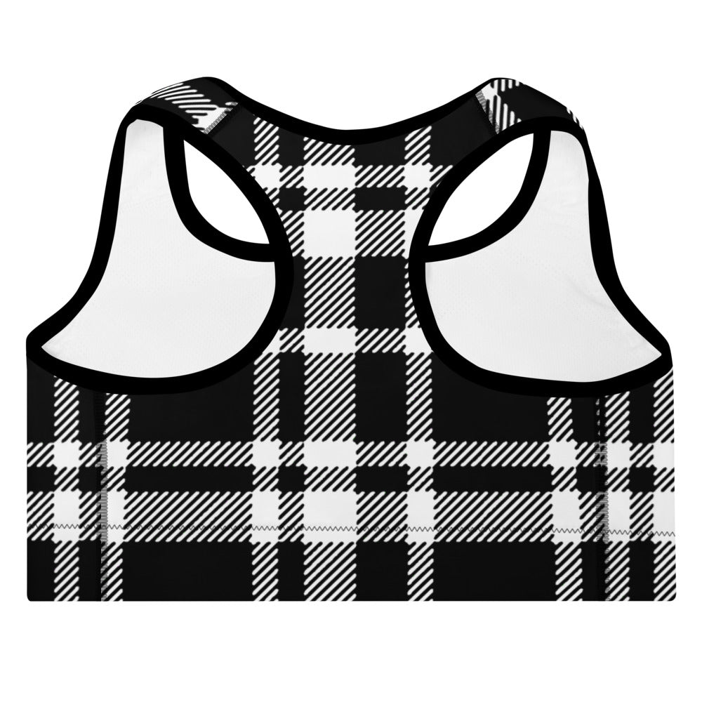 ELEVATED ESSENTIALS, THE PERFECT PADDED SPORTS BRA BLACK CHECKS