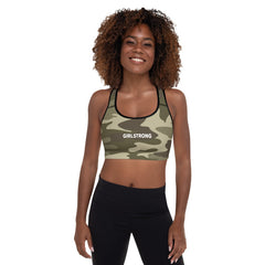 ELEVATED ESSENTIALS, THE PERFECT PADDED SPORTS BRA GREEN CAMO