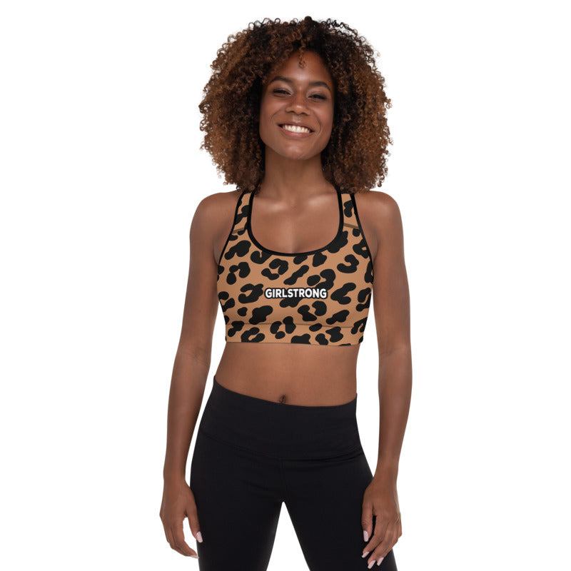 ELEVATED ESSENTIALS, THE PERFECT PADDED SPORTS BRA LEOPARD
