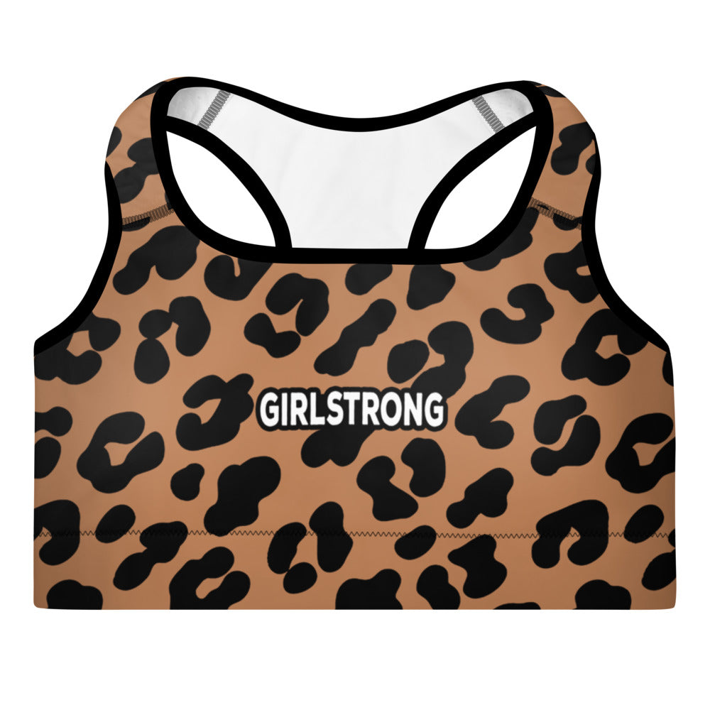 Comfortable and moisture-wicking leopard print sports bra-girlstronginc.com