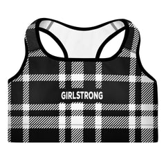 ELEVATED ESSENTIALS, THE PERFECT PADDED SPORTS BRA BLACK CHECKS