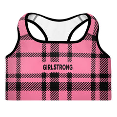 Breathable gym bra with feminine checks pattern-girlstronginc.com