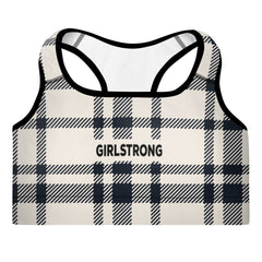 Moisture-wicking activewear bra with checks print-girlstronginc.com