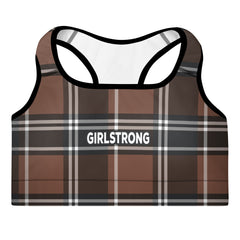 Female checks print sports bra-girlstronginc.com