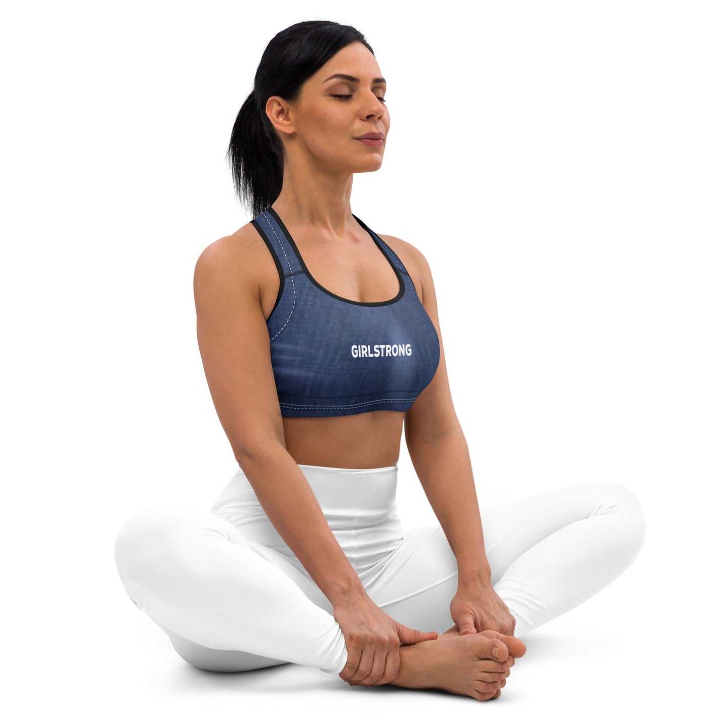 ELEVATED ESSENTIALS, THE PERFECT PADDED BLUE JEANS SPORTS BRA