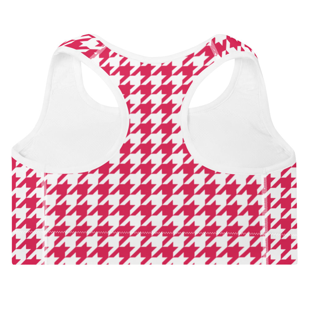 ELEVATED ESSENTIALS, THE PERFECT PADDED SPORTS BRA RETRO RED HOUNDSTOOTH