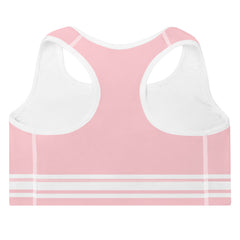 ELEVATED ESSENTIALS, THE PERFECT PADDED SPORTS BRA BRIGHTER PINK & WHITE STRIPES