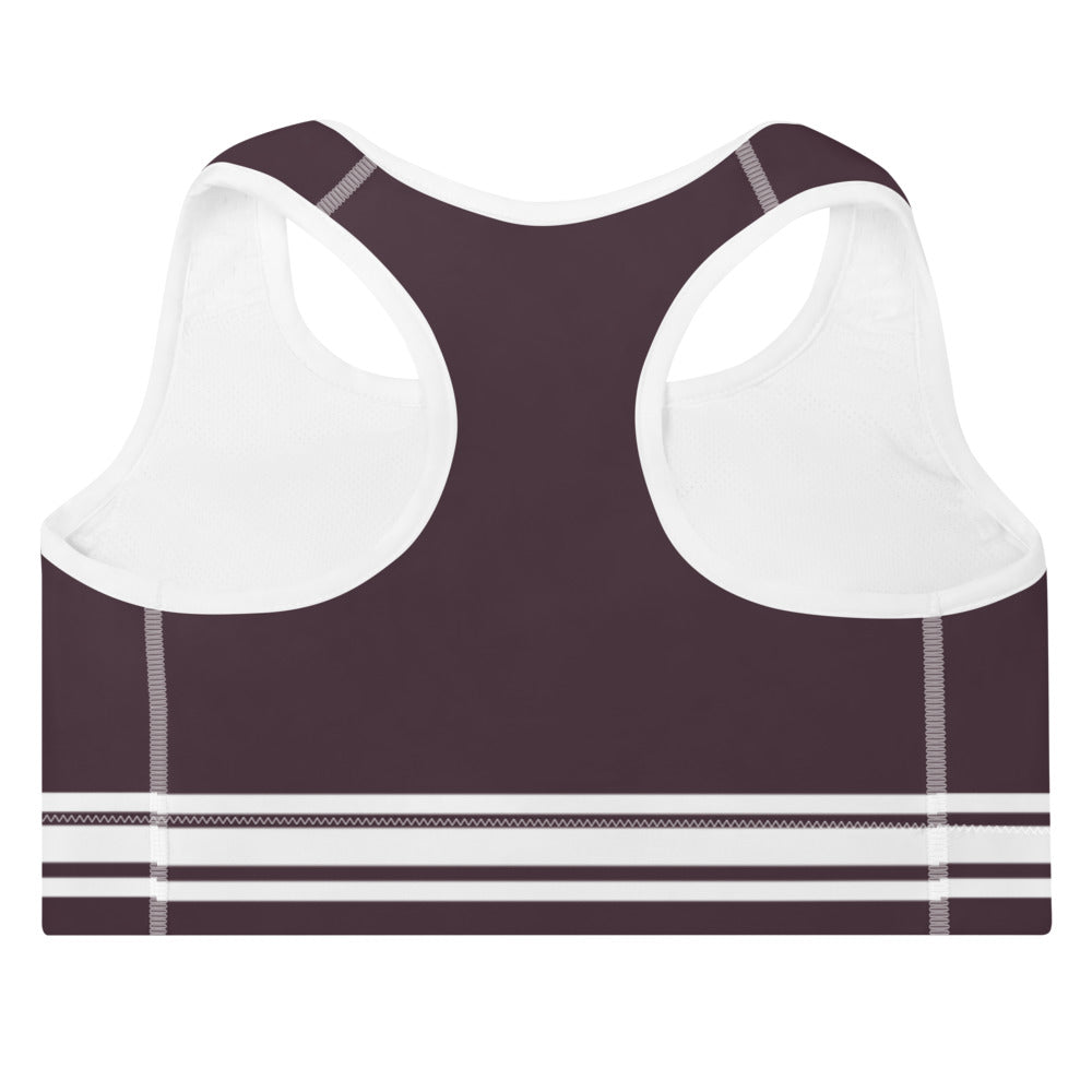 ELEVATED ESSENTIALS, THE PERFECT PADDED SPORTS BRA WINE & WHITE STRIPES
