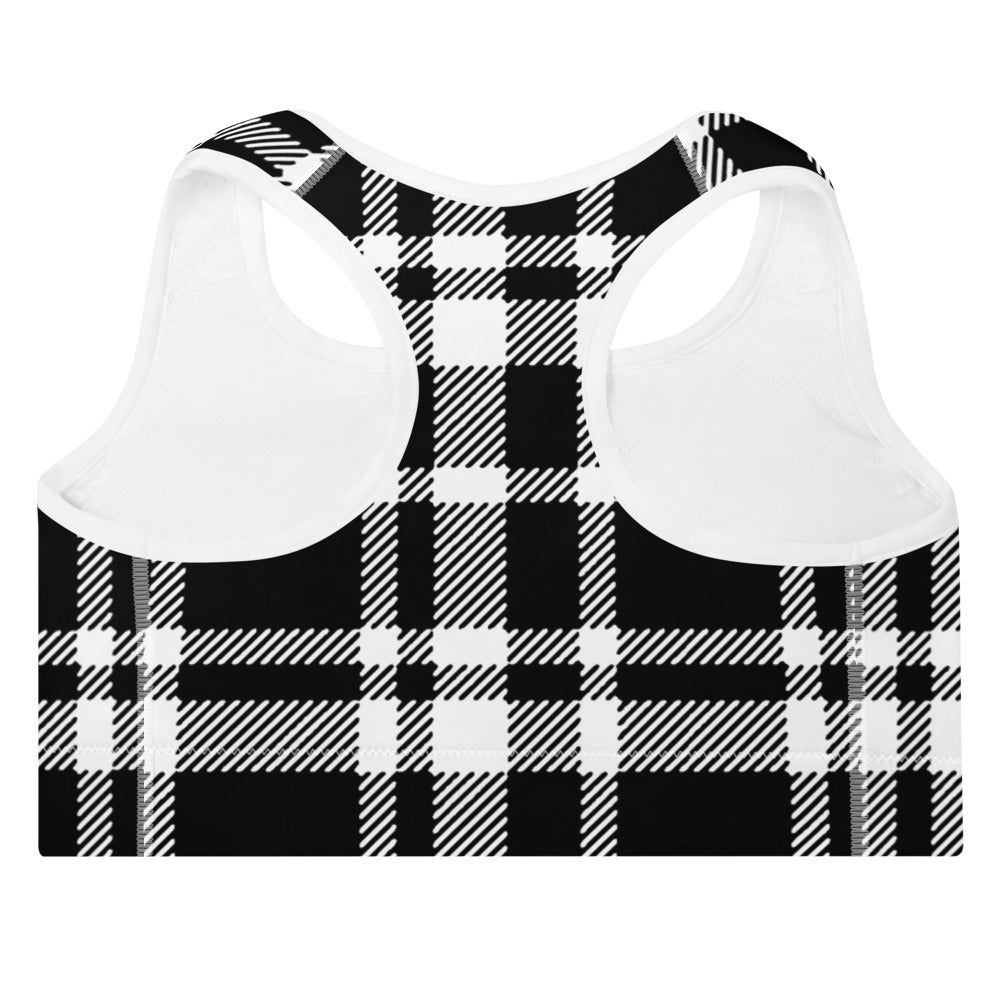ELEVATED ESSENTIALS, THE PERFECT PADDED SPORTS BRA BLACK CHECKS