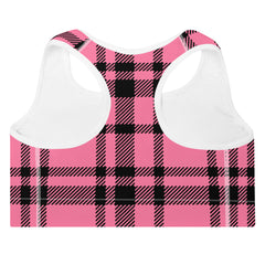 ELEVATED ESSENTIALS, THE PERFECT PADDED SPORTS BRA HOT PINK CHECKS