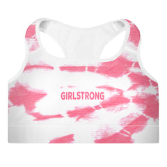 Essential padded sports bra for women in trendy tie dye print - Workout and athletic wear-girlstronginc.com