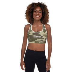 ELEVATED ESSENTIALS, THE PERFECT PADDED SPORTS BRA GREEN CAMO