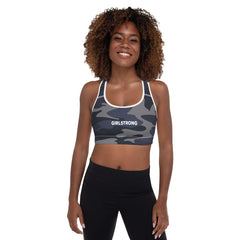 ELEVATED ESSENTIALS,THE PERFECT PADDED SPORTS BRA NAVY CAMO
