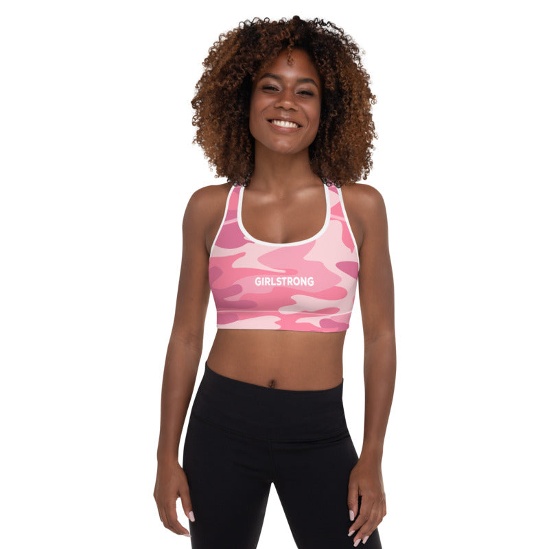 ELEVATED ESSENTIALS, THE PERFECT PADDED SPORTS BRA PINK CAMO