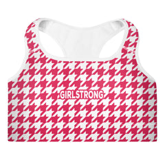 Women's Houndstooth Print Trendy Padded Sports Bra-girlstronginc.com