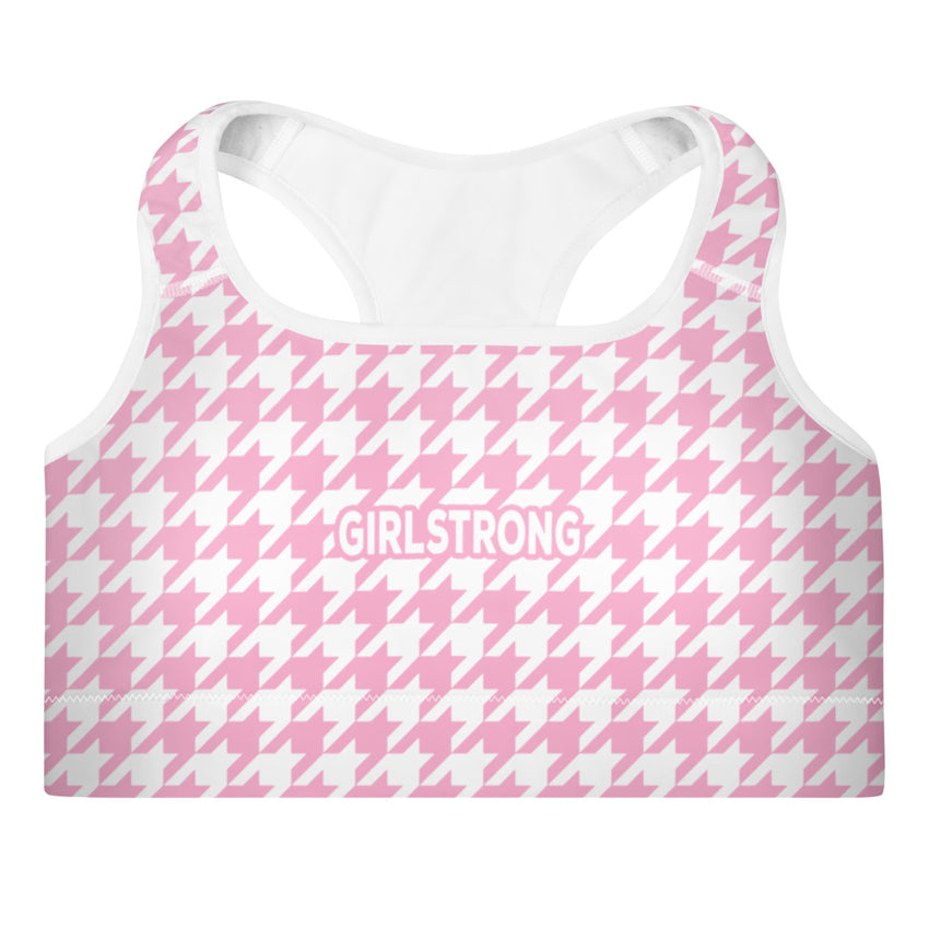 Fashionable Padded Sports Bra with Houndstooth Print-girlstronginc.com