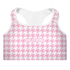 Fashionable Padded Sports Bra with Houndstooth Print-girlstronginc.com