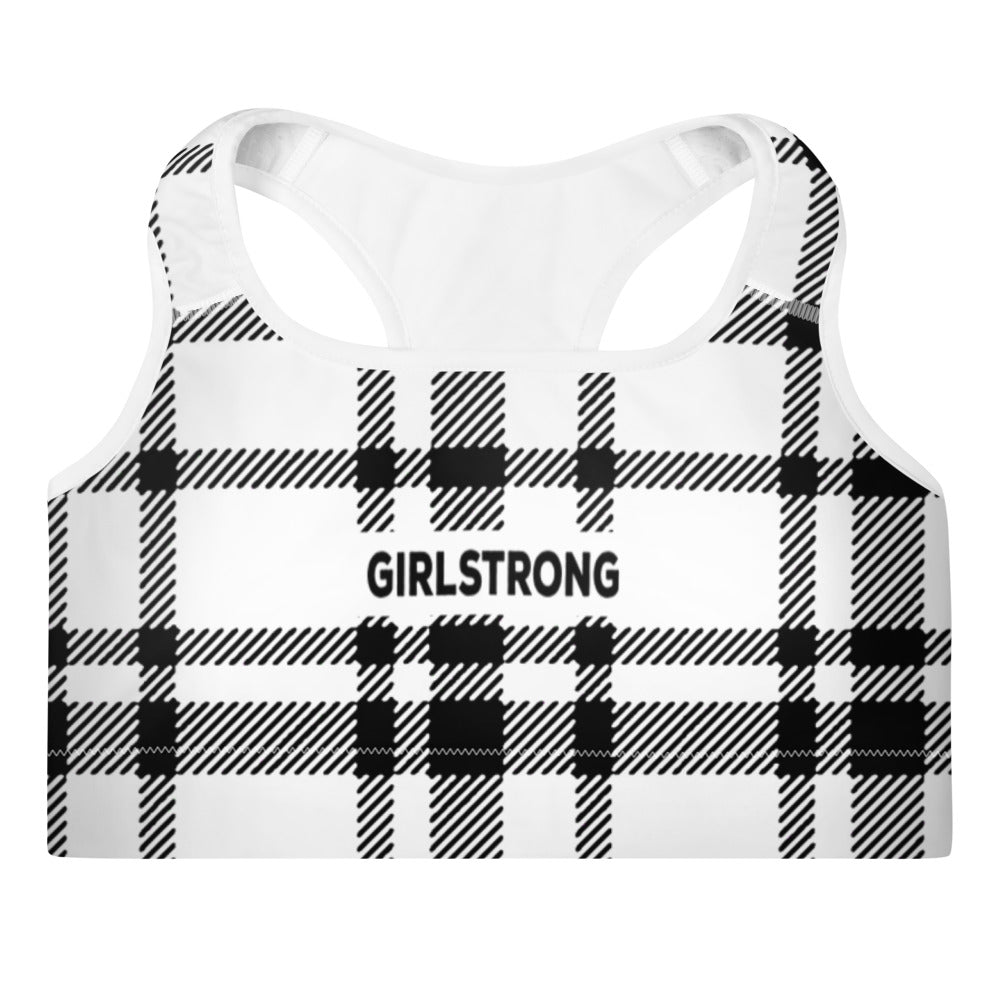 High-impact sports bra with checks print-girlstronginc.com
