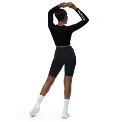 THE ESSENTIAL LONG SLEEVE FITTED BLACK CROP TOP
