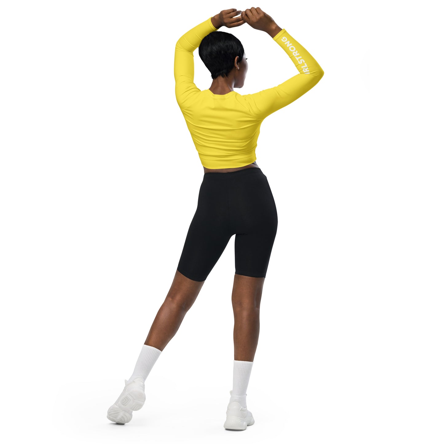THE ESSENTIAL LONG SLEEVE FITTED CROP TOP BRIGHT YELLOW