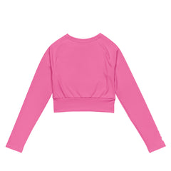 THE ESSENTIAL LONG SLEEVE FITTED BRIGHT PINK CROP TOP