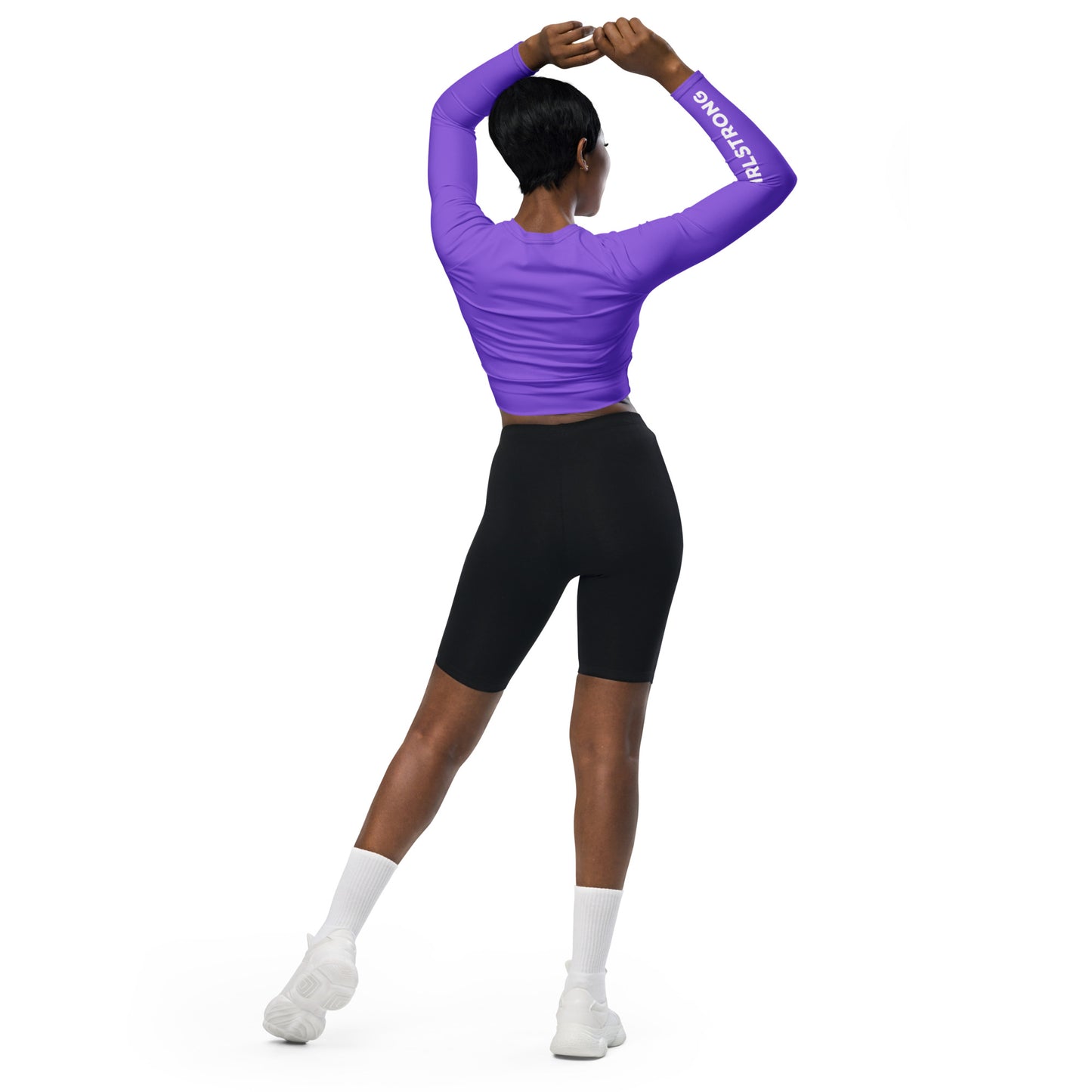 THE ESSENTIAL LONG SLEEVE FITTED CROP TOP BRIGHT PURPLE