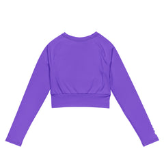 THE ESSENTIAL LONG SLEEVE FITTED BRIGHT PURPLE CROP TOP