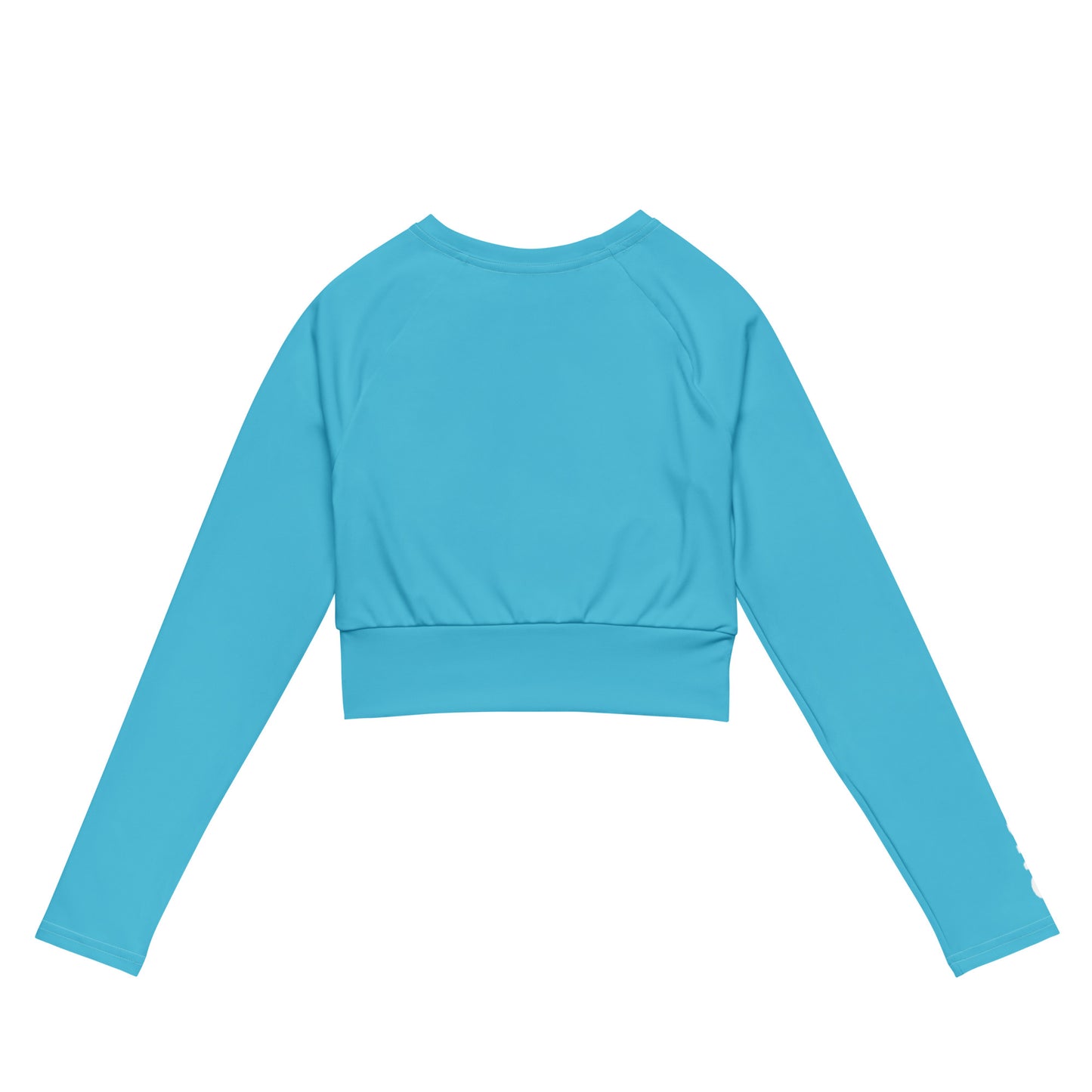 THE ESSENTIAL, SOFT STRETCH, LONG SLEEVE FITTED CROP TOP BRIGHT BLUE