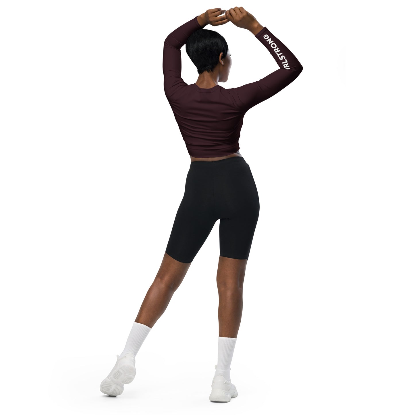 THE ESSENTIAL, SOFT STRETCH,  LONG SLEEVE FITTED CROP TOP CABERNET